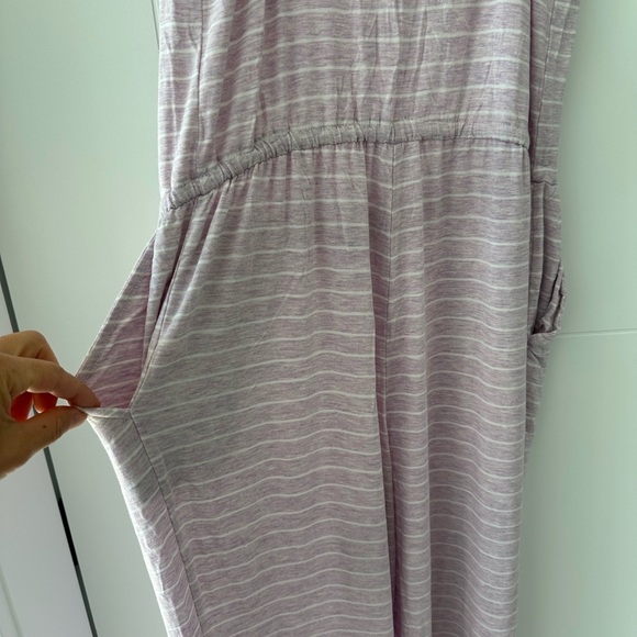 La Vie En Rose Pink Striped Lace Pajama Jumpsuit - Picture 7 of 7